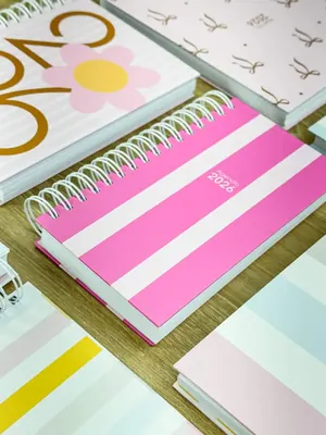 Agenda 2026 rayures rose magenta