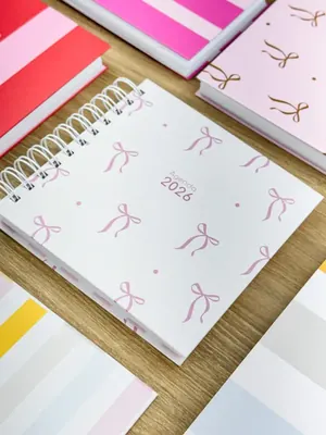 Agenda 2026 rayures rose & rouge